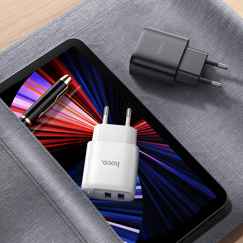 Сетевое зарядное устройство с кабелем HOCO C141A Smart dual-port charger set(Type-C) White Одесса - изображение 4