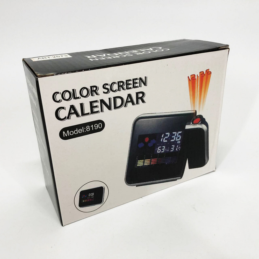 Годинник метеостанція DS-8190 2573 з проектором часу + календар SW-689 з термометром Київ - фото 2