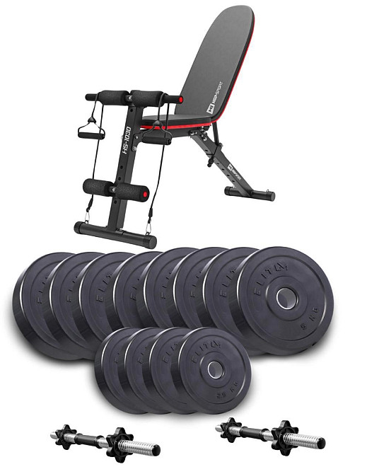 Набір Elitum Titan гантелі 2х26кг з лавою HS-1030 F Киев - изображение 1