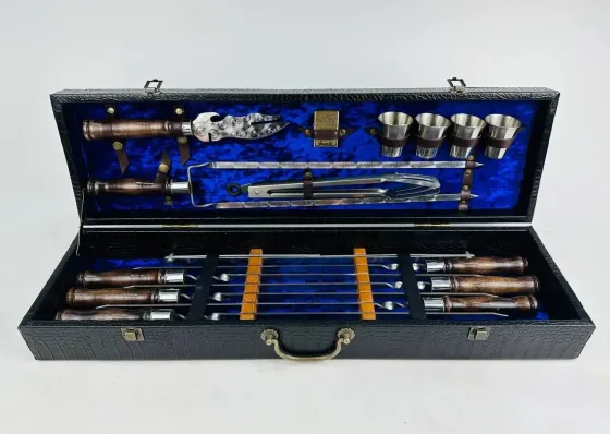 Набори шампурів, Набір шампурів у шкіряному кейсі VIP 7 Шампури, вертіла Тернопіль