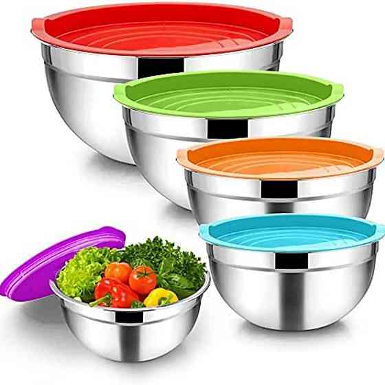Набір металева миска з кришкою з нержавіючої сталі 5 штук для кухні природи миски ємності OU-24 Львів