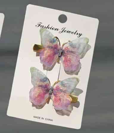 Комплект шпильок "Метелики" 2 шт. Рожевий з зеленим Сміла