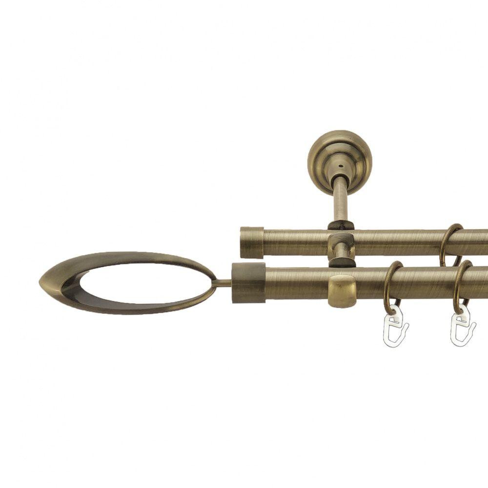 Карниз Orvit Венеція металевий дворядний відкритий гладка труба кільце металеве Антик 19\16 мм 200 см (4003802) Львів - фото 1