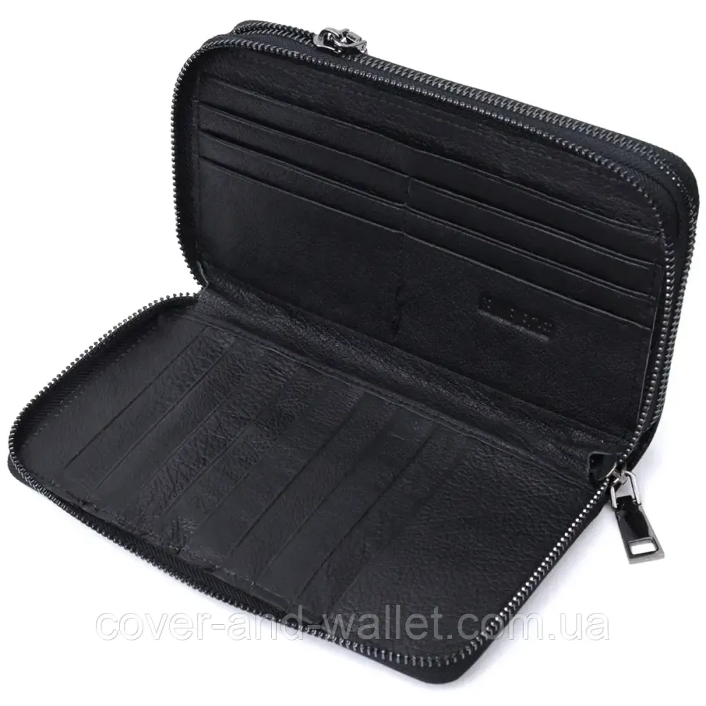 Мягкий кожаный мужской кошелек клатч на две молнии на много карточек ST 274 Киев - изображение 5