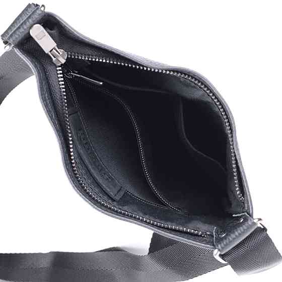 Тонкая сумка для мужчин через плечо из натуральной кожи Черная (SHVIGEL) Киев