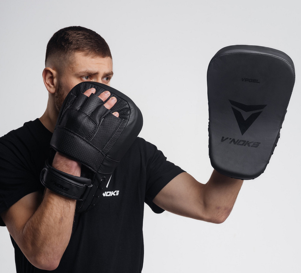 Боксерские лапы V`Noks Vi Venti Black профессиональные тренировочные лапы из натуральной кожи Киев - изображение 8