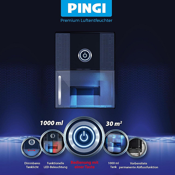 Электрический осушитель воздуха PINGI Vida 1S энергосберегающий портативный светодиодная подсветка из Германии Днепр - изображение 4
