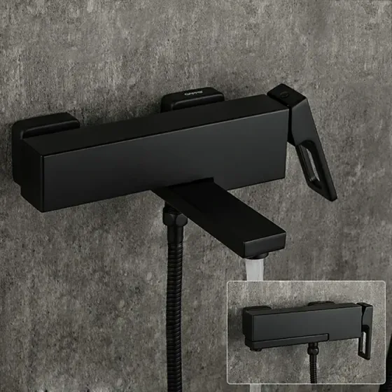 Змішувач для ванни з душовим гарнітуром GAPPO Futura G3217-6 чорний Київ