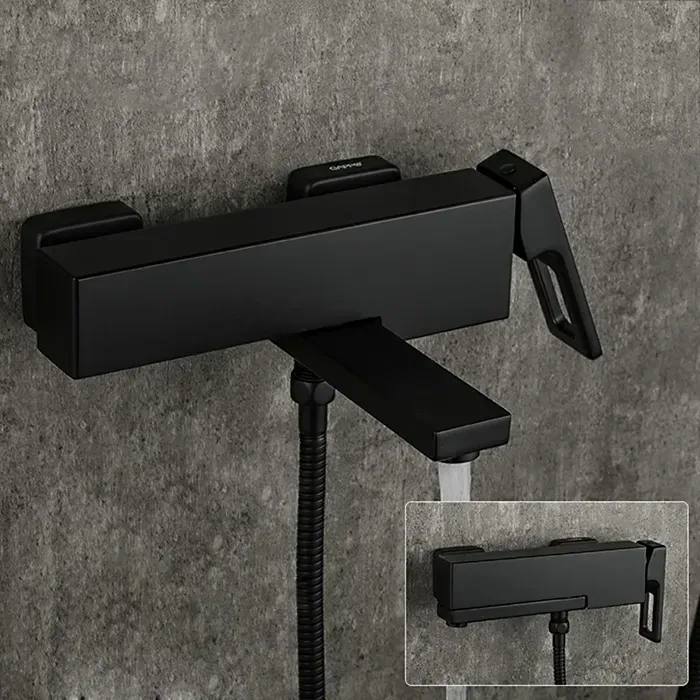 Змішувач для ванни з душовим гарнітуром GAPPO Futura G3217-6 чорний Київ - фото 4