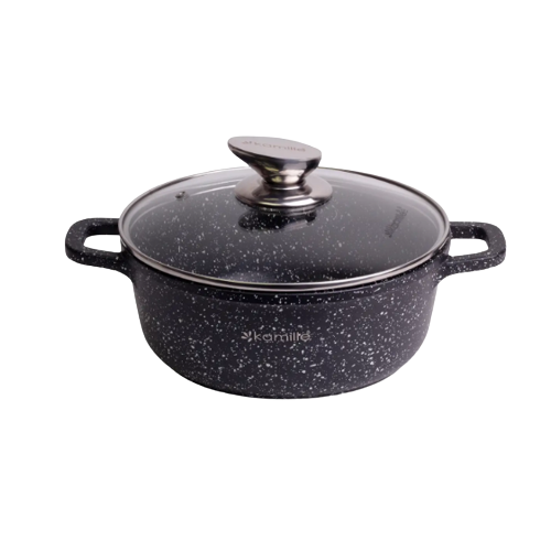 Каструля литий алюміній 6,5л 28*12,5см скляна кришка а/п Black marble 4406 KAMILLE Житомир