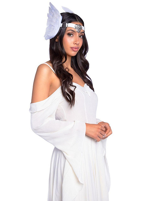 Пов’язка на голову з крилами Leg Avenue Feather headband White, пір’я та натуральна шкіра Sex Aura Київ - фото 3