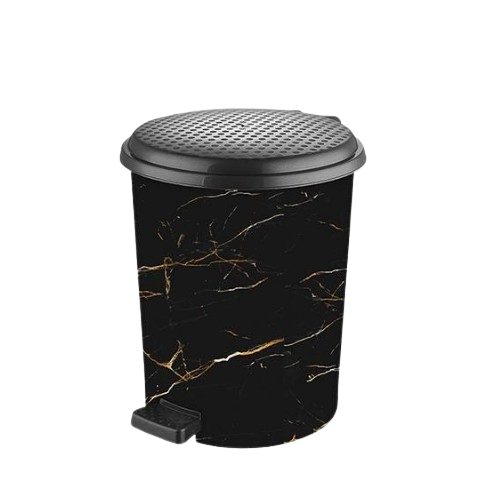 Відро для сміття 11л з педаллю пластик з малюнком чорний мармур ELIF Житомир - фото 1