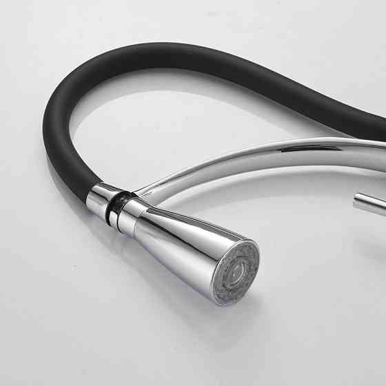 Змішувач для раковини з підсвічуванням, висувний вилив кран обертається на 360 градусів WanFan Чорний-хром Кам'янець-Подільський