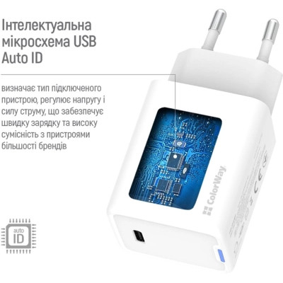 Зарядний пристрій ColorWay GaN Mini 45W PD Port PPS USB-C white (CW-CHS057PD-WT) Вінниця - фото 5