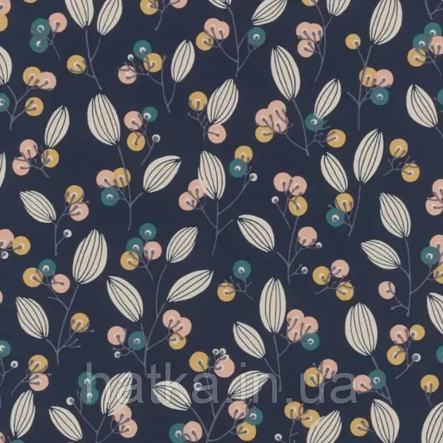 Шпалери вінілові на флізеліні Rasch Clasik 0,53х10 квіти листя гілки яскраві на синьому Київ - фото 2