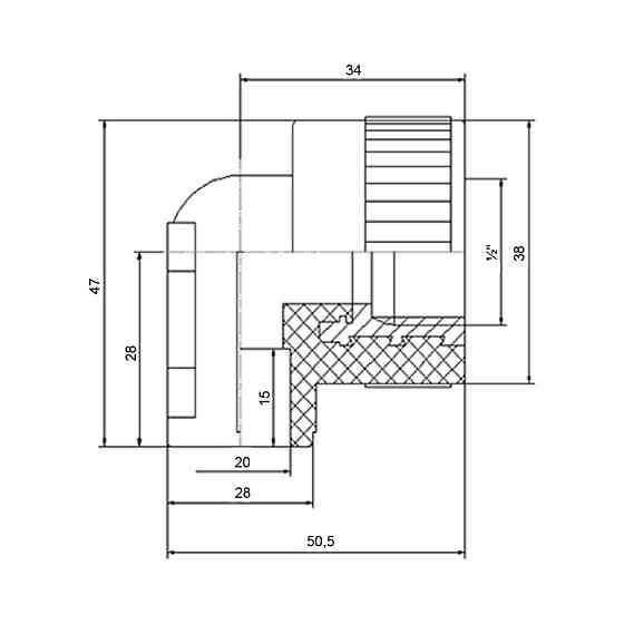 Куточок настінний PPR Blue Ocean 20х1/2", 90° ВР Київ