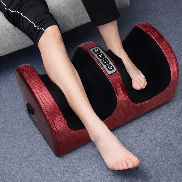 Масажер для ніг, стоп і кісточок Renkai Foot Massager: роликовий масажер із підігрівом, 3 швидкостями та екошкірою Одеса - фото 7