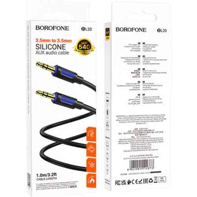 Кабель мультимедійний 3.5mm M to 3.5mm M 1.0m silicone BL20 black BOROFONE (6941991114373) Вінниця