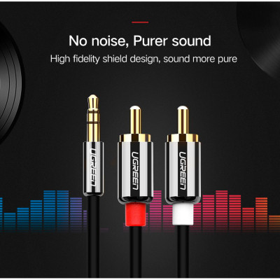 Кабель мультимедійний 3.5mm M to 2xRCA M 5.0m AV116 black Ugreen (10591) Вінниця - фото 11