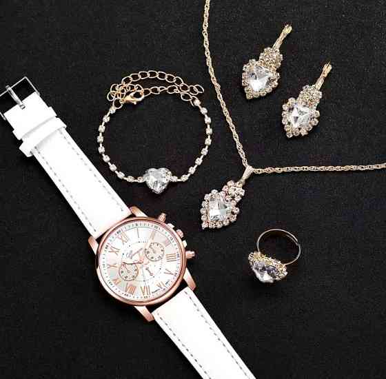 Подарочный набор для женщин: наручные часы, браслет, кольцо, ожерелье и серьги - без подарочной коробки Киев