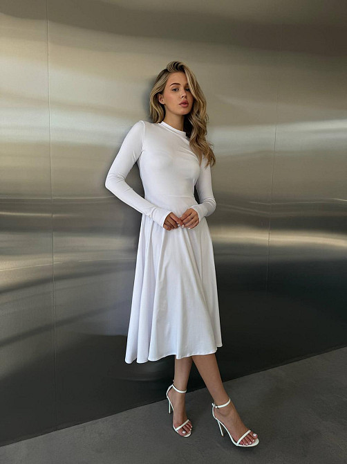 Женское стильное вечернее миди платье из микродайвинга Белый, 44/46 Одесса - изображение 8