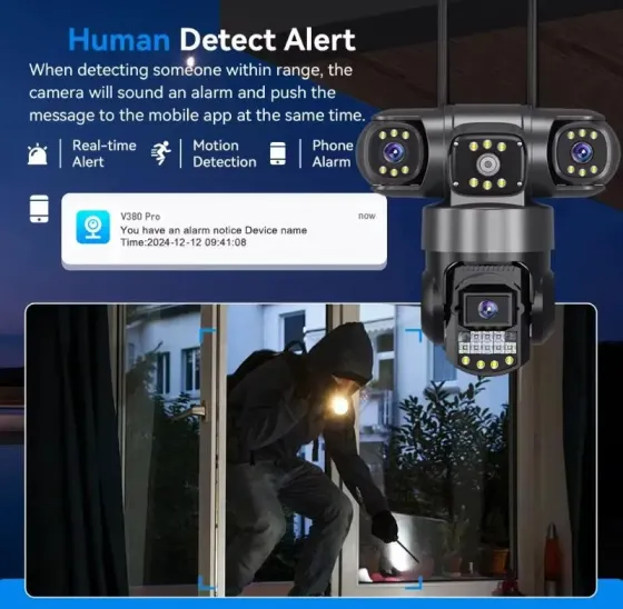 Уличная поворотная 4G IP камера видеонаблюдения EVKVO SC28 V380 Pro | 3 Линзы | 16MP Коломия
