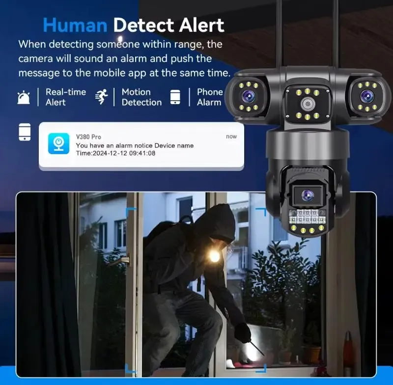 Уличная поворотная 4G IP камера видеонаблюдения EVKVO SC28 V380 Pro | 3 Линзы | 16MP Коломия - фото 5