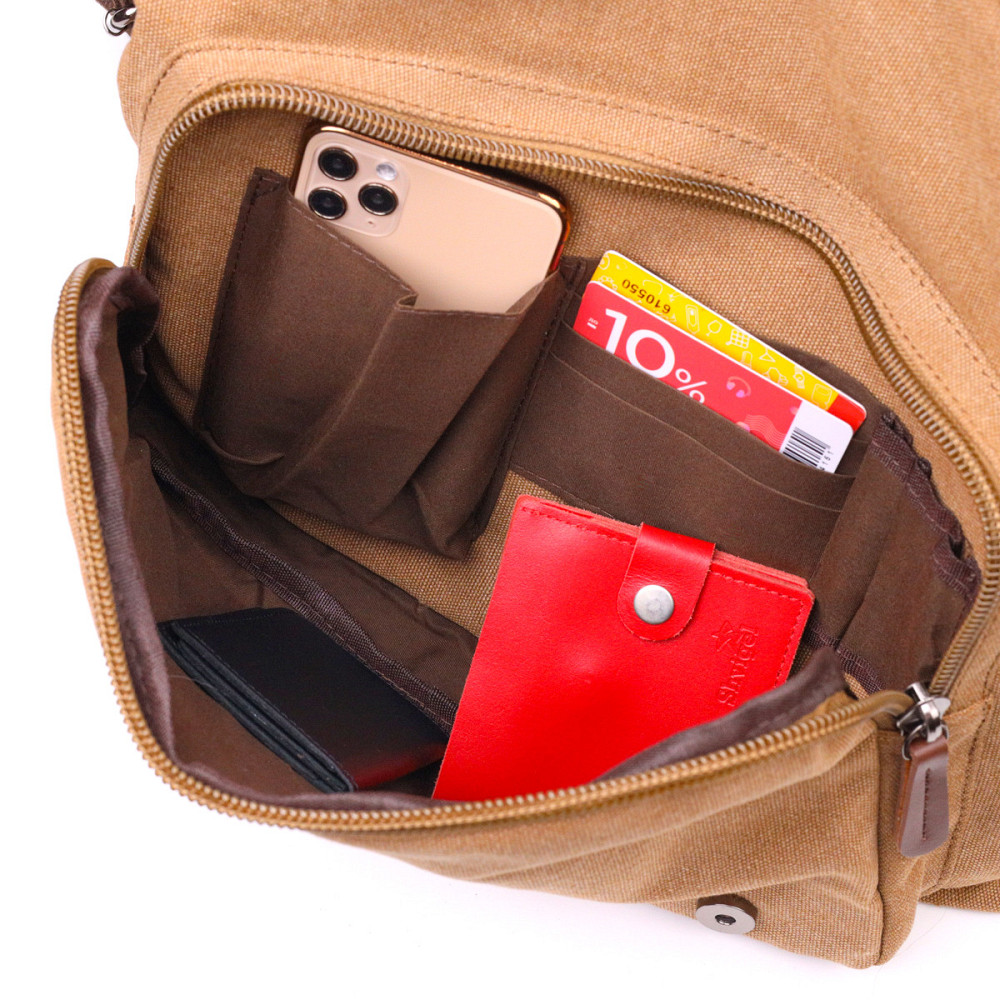 Большая сумка для ноутбука с клапаном из текстиля 21242 Vintage Коричневая Киев - изображение 1