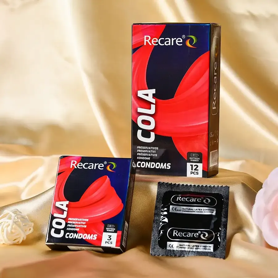 Презервативи Holographic Recare Cola Dotted&Ribbed Condoms 3 шт, з пухирцями і ребрами, аромат: Кола Львів - фото 4