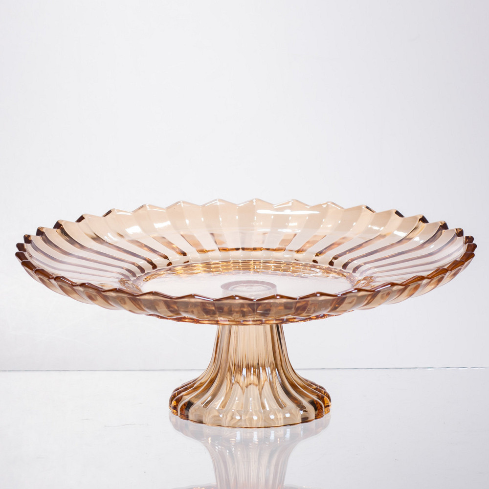 Фруктовниця скляна на ніжці Ø29 (см) кругла ваза цукерниця для фруктів Коричневий 64486-19 Київ - фото 1