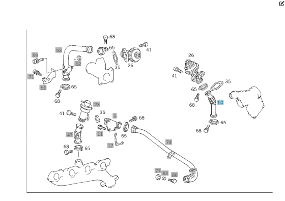 Mercedes-Benz  A6041420064 Трубка від клапана EGR до випускного колектора для дизельних двигунів E-Class W210 C-Class W202 Одесса
