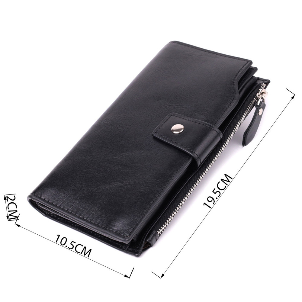 Вертикальний стильний гаманець із гладкої натуральної шкіри Vintage 22885 Чорний Київ - фото 3