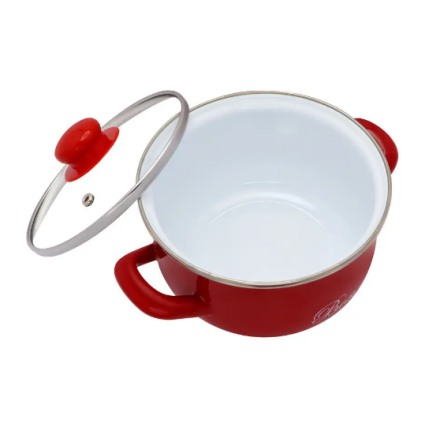 Каструля глибока 5,1л d22см з кришкою Bon appetit червоний 2234 C Interos Житомир