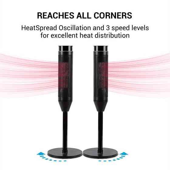 Баштовий нагрівач Heat Spike 1200/2200 Вт 8-годинний термостат з таймером чорний 1200/2200 Вт (Німеччина, Рівне