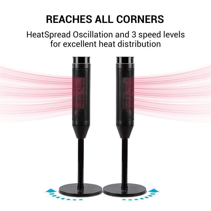 Баштовий нагрівач Heat Spike 1200/2200 Вт 8-годинний термостат з таймером чорний 1200/2200 Вт (Німеччина, Рівне - фото 5