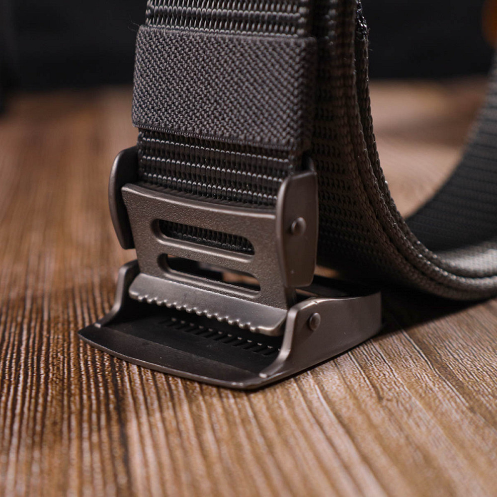 Практичный мужской ремень с металлической пряжкой из текстиля 20597 Vintage Серый Киев - изображение 2