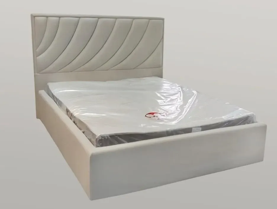 Кровать Двуспальная Laurel Comfort 160 x 190 см С подъемным механизмом и нишей для белья Экокожа Айвори Киев - изображение 3