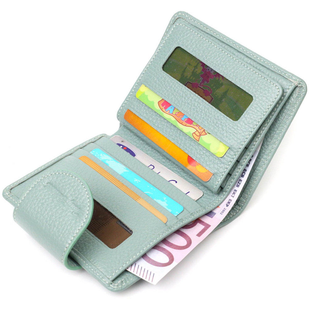 Стильний жіночий гаманець із натуральної шкіри Сіро-зелений (Tony Bellucci) Київ - фото 1