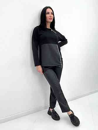 Повсякденний костюм з блискавками "Skylar" оптом | Норма і батал | Розпродаж моделі Чорний, 54-56 Київ