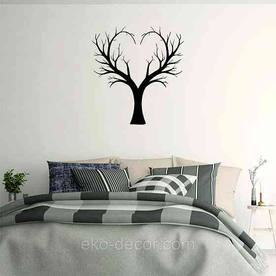 Декоративное настенное 3D Панно «Дерево Сердце» Декор на стену с объемом 90*84 см, Черный Киев