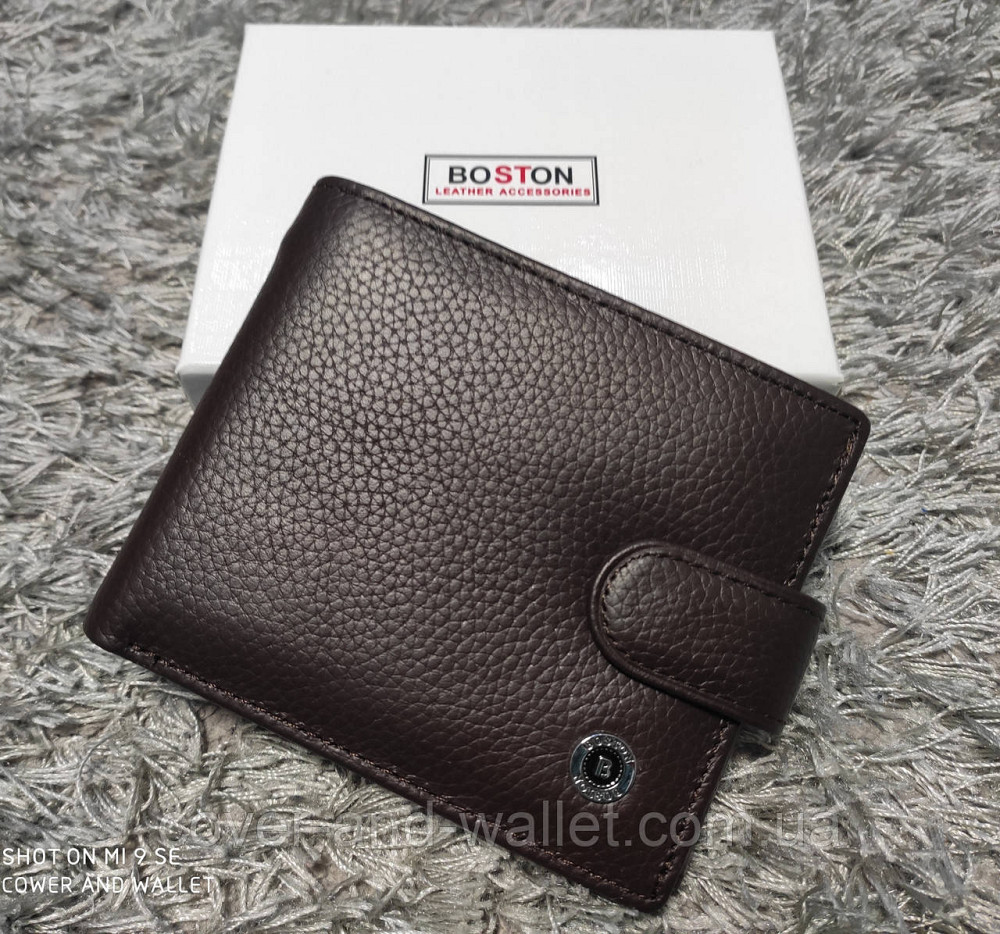 Кожаный мужской кошелек коричневого цвета с блоком для документов Boston 102 Киев - изображение 1