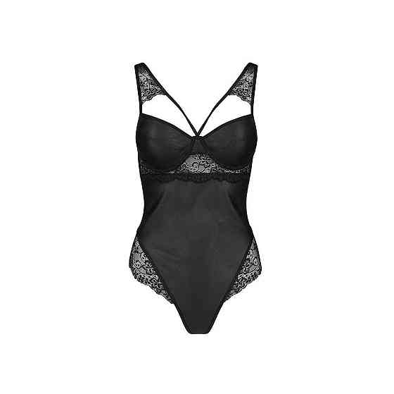 Боді з еко-шкіри та мережива Passion LOONA BODY S/M, black Sex Aura Київ