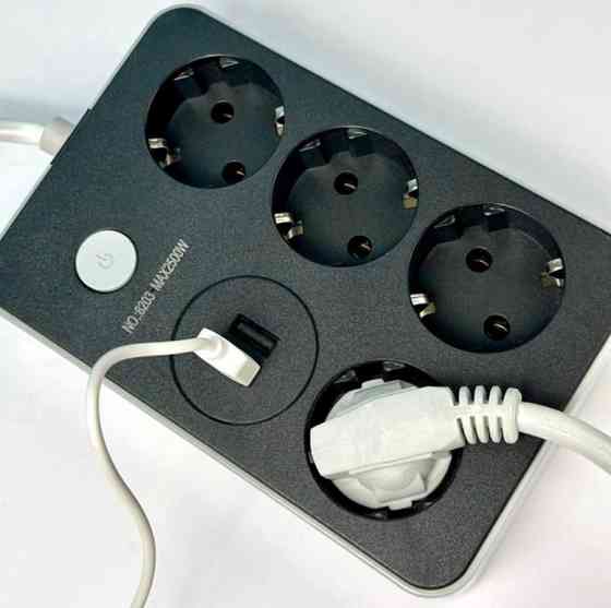 Подовжувач Power Socket 8203 2USB на 4 розетки, 2 м, чорний Винница