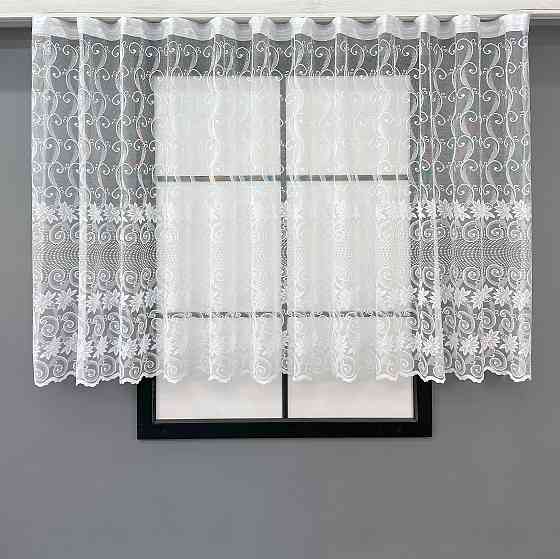 Коротка жакардова тюль висотою 1,2 м колір білий 855т Київ