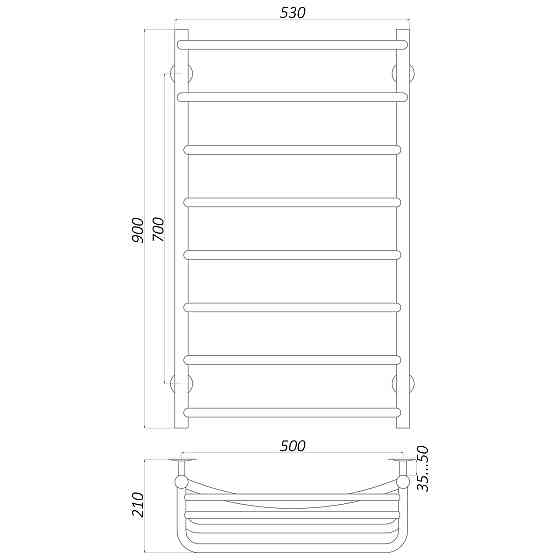 Рушникосушарка UNIO Op W 900-500-8 Олівія з полицею вода Киев