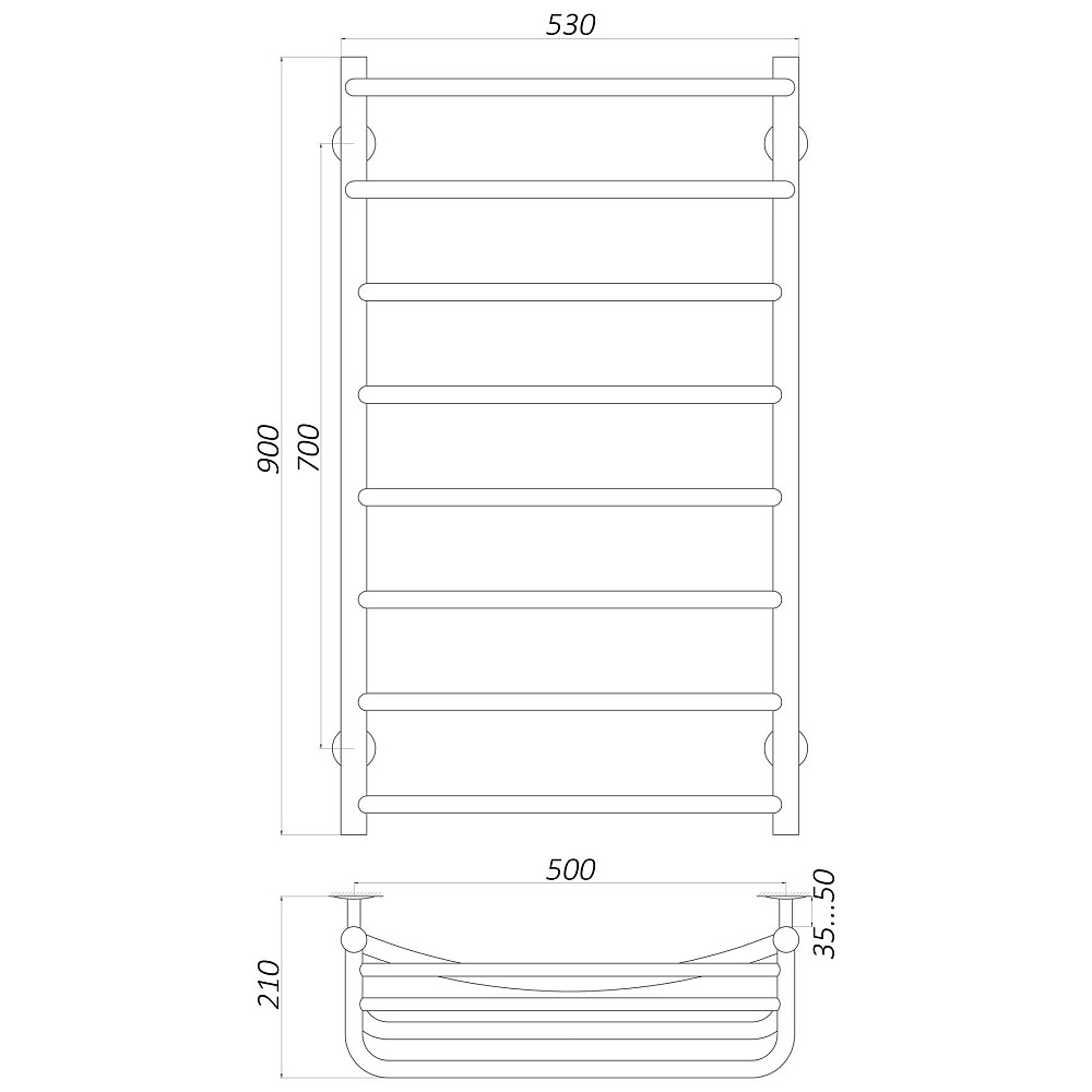Рушникосушарка UNIO Op W 900-500-8 Олівія з полицею вода Тернопіль - фото 5