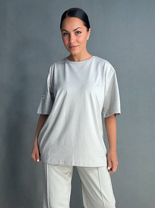 Костюм жіночий CAPPITONE 101212 оверсайз футболка і джогери з нашивками сірий, сірий, M Київ - фото 5