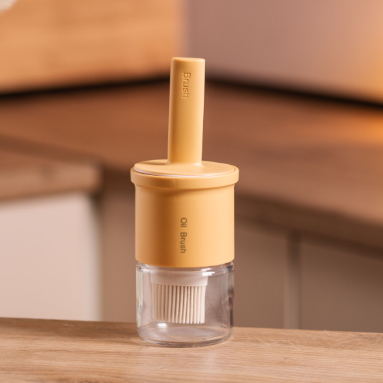 Банка для масла з кисточкою 300 мл, жовта Київ