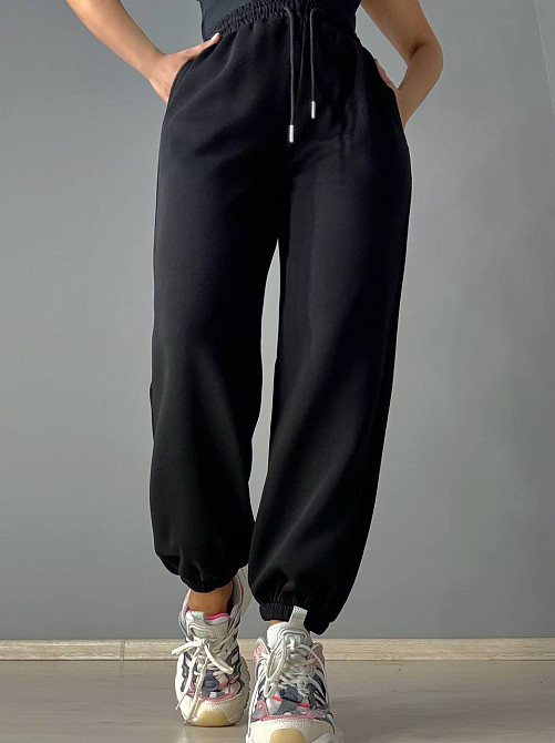 Штаны женские A-N 27090 джогеры спортивные на резинке трикотажные черные, черный, S Киев - изображение 1