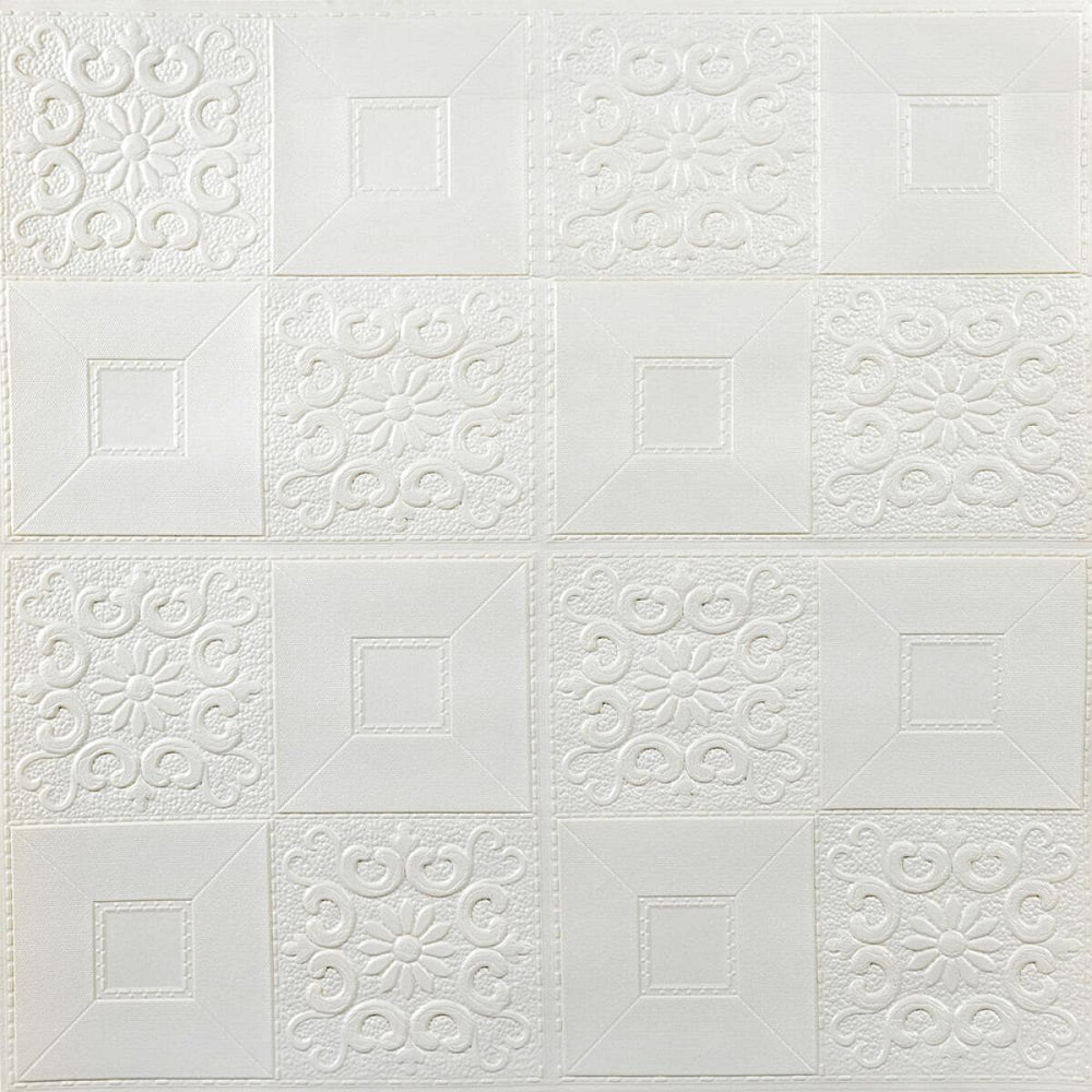 Самоклеющаяся декоративная потолочно-стеновая 3D панель 700x700x3мм Белый (114-3) SW-00000697 Киев - изображение 1